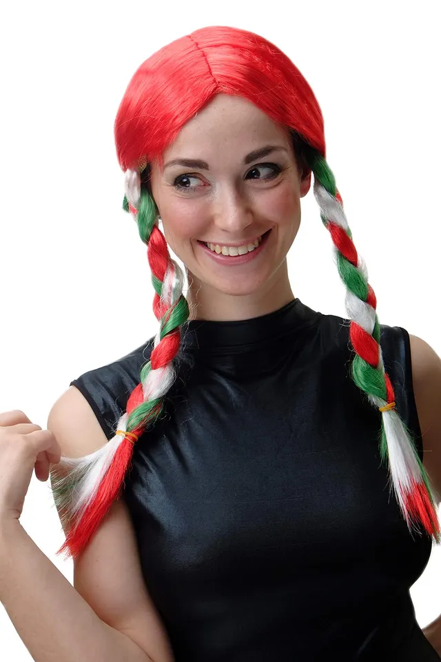 wig-me-up-xr-013-damenper-cke-geflochtene-fan-z-pfe-italien-rot-gr-n-wei-50-cm image 1