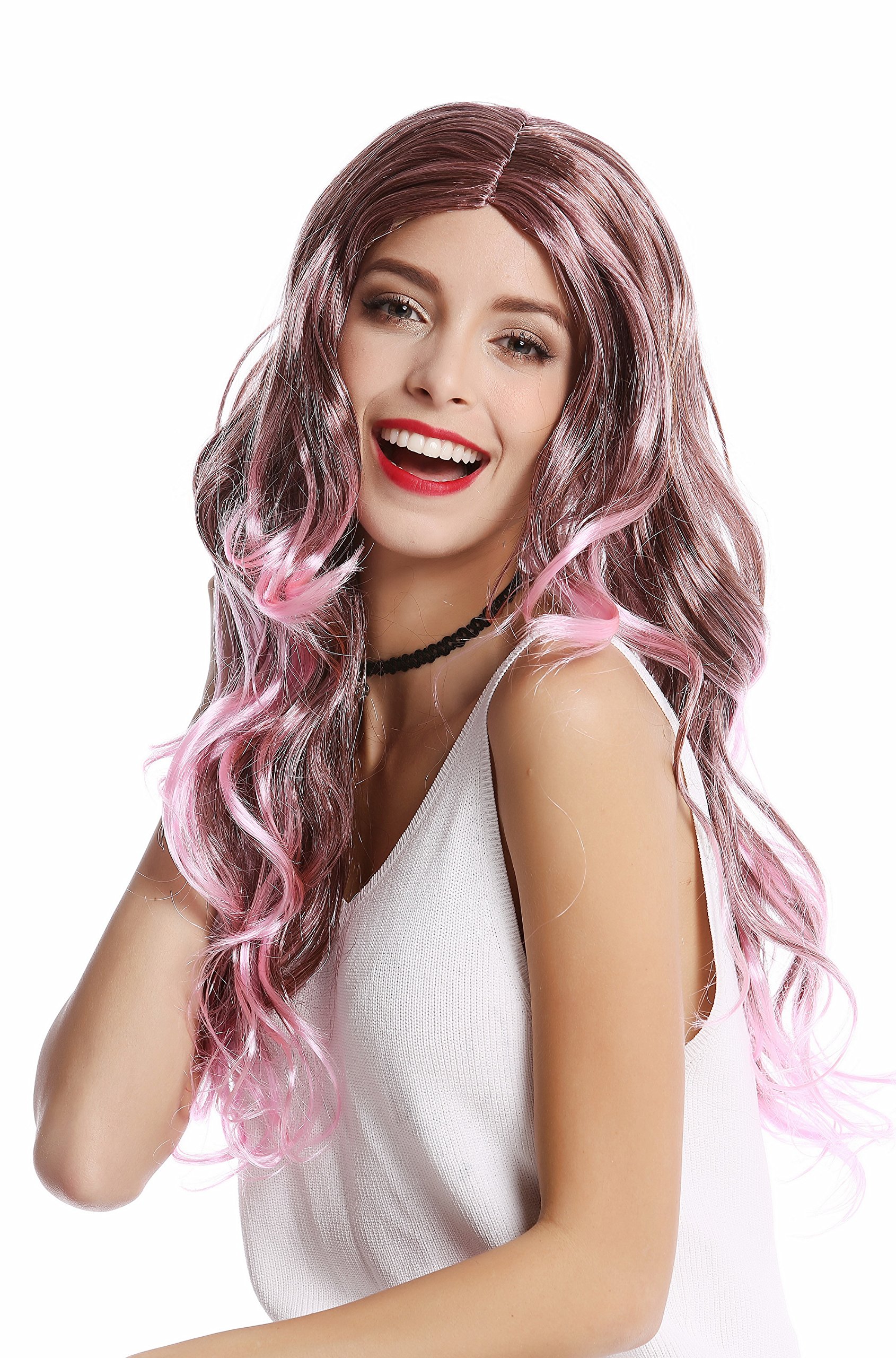 wig-me-up-91377-damenper-cke-lang-wellig-rosa-braun-gestr-hnt-mit-mittelscheitel image 1
