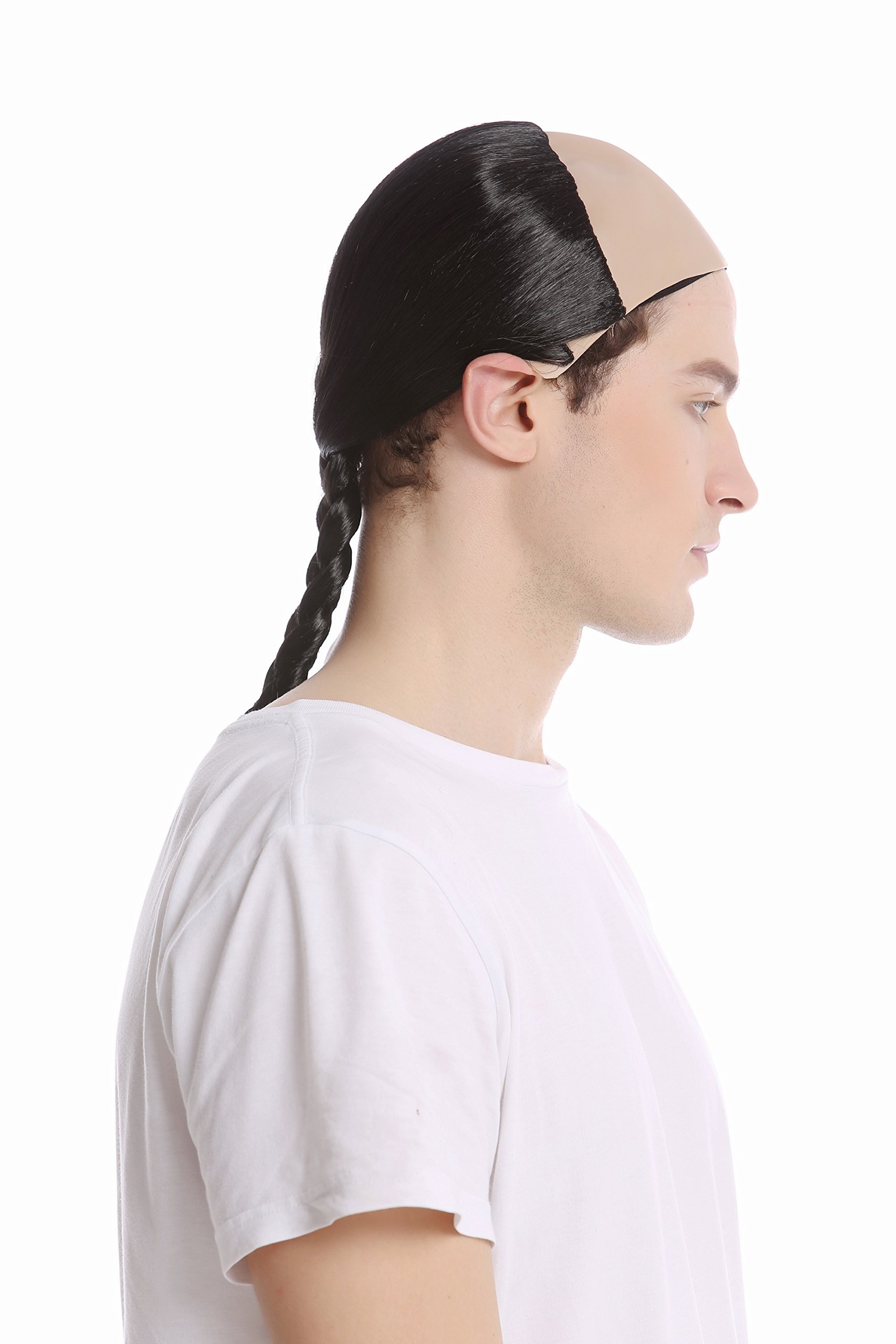 wig-me-up-91015-za103-herrenper-cke-chinese-qing-dynastie-mit-zopf-und-halbglatz image 1