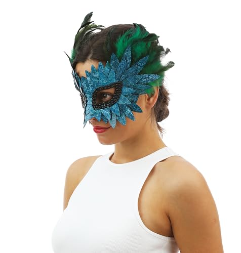 p-tit-clown-23387-halbmaske-wolf-blau-mit-federn-und-schuppen-f-r-erwachsene image 8