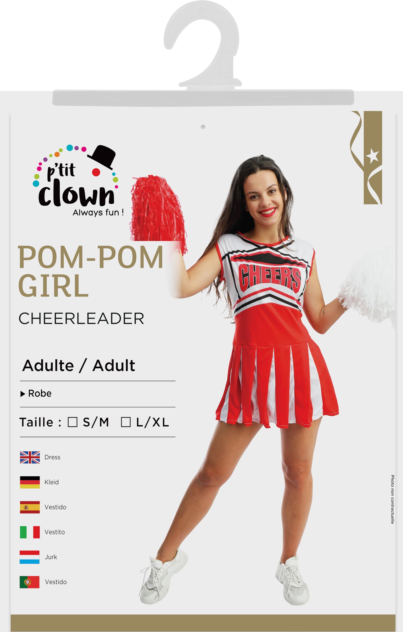 ptit-clown-pompom-girl-cheerleader-kost-m-damen-rot-wei image 5