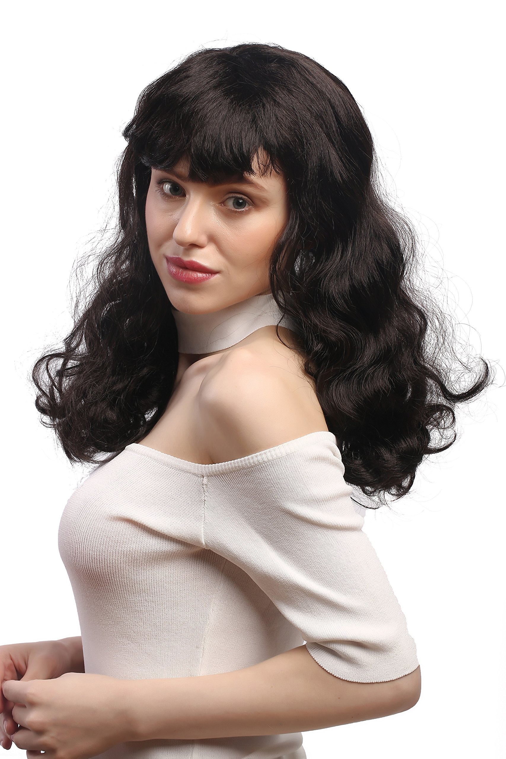 wig-me-up-per-cke-90942-za1-damen-lang-wellig-braun-mit-pony-50er-pin-up image 2