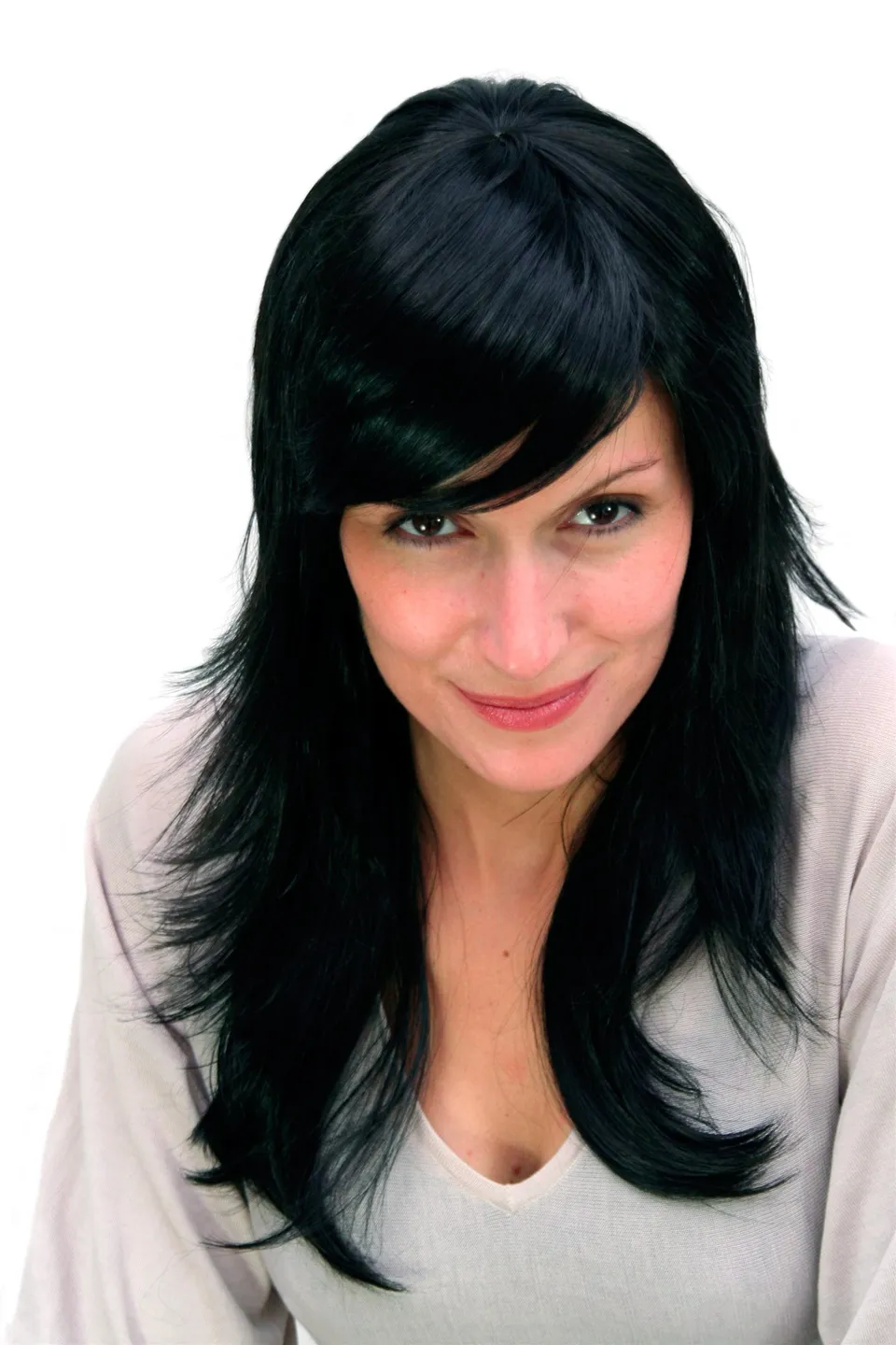 wig-me-up-9265-1b-lange-per-cke-schwarz-mit-gestuftem-haar-und-pony image 1