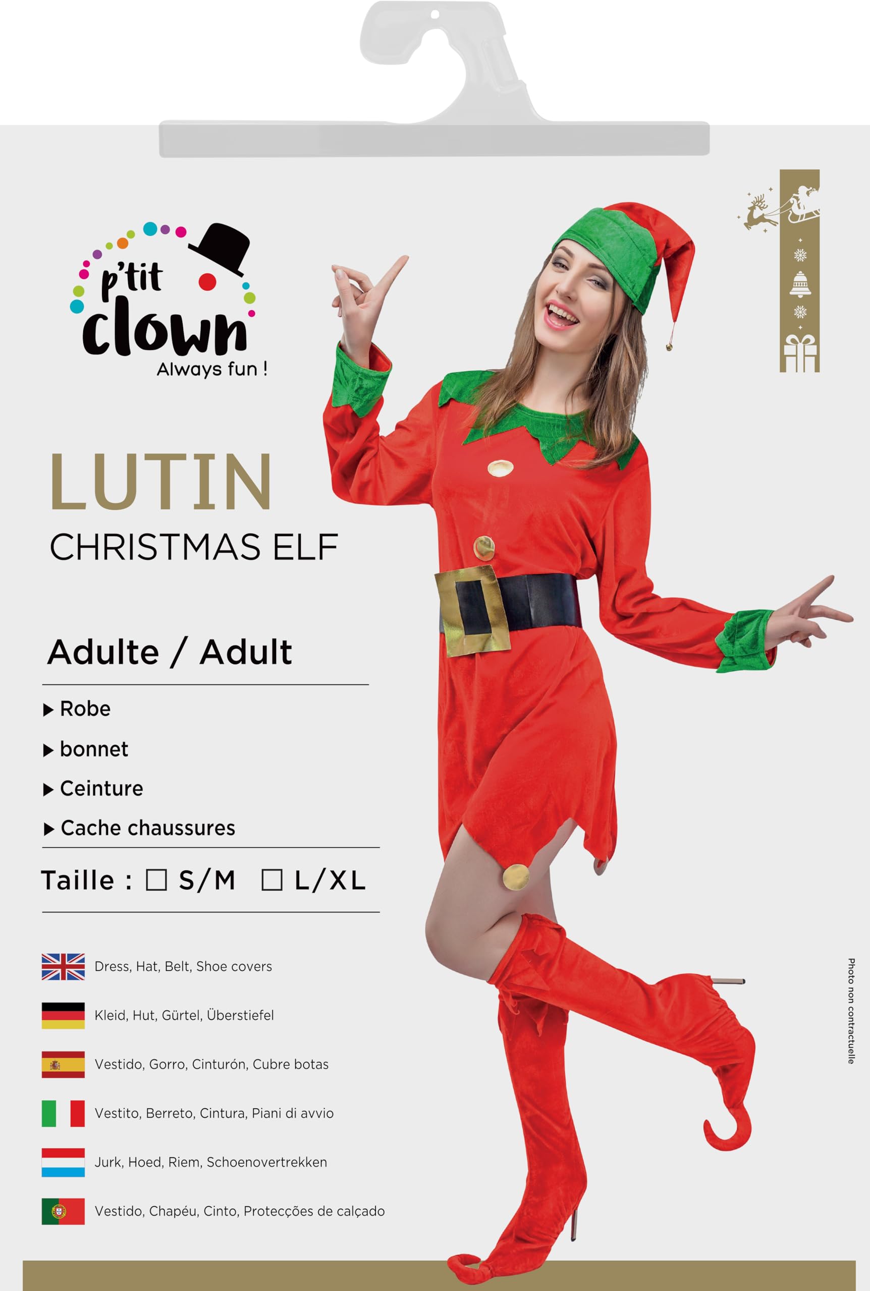 ptit-clown-elfenkost-m-damen-lutin-filz-rot-gr-n-l-xl image 3