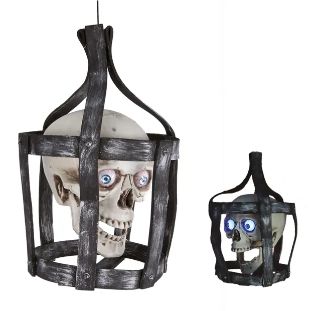 ptit-clown-11436-animierter-totenkopf-im-k-fig-halloween-animatronic-44-cm-mit-s image 1