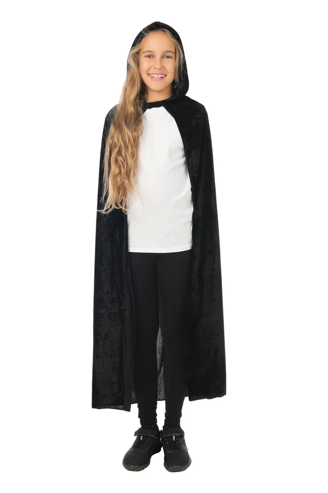 p-tit-clown-kinder-cape-samt-mit-kapuze-schwarz-100-cm image 1