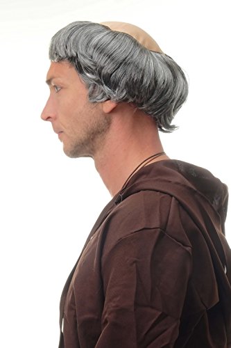 wig-me-up-per-cke-alter-m-nch-abt-tonsur-grau-mittelalter-party-per-cke-herren image 7