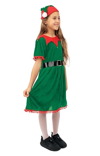 ptit-clown-wichtelkost-m-f-r-m-dchen-gr-n-mit-kleid-g-rtel-und-gl-ckchen-m-tze image 7