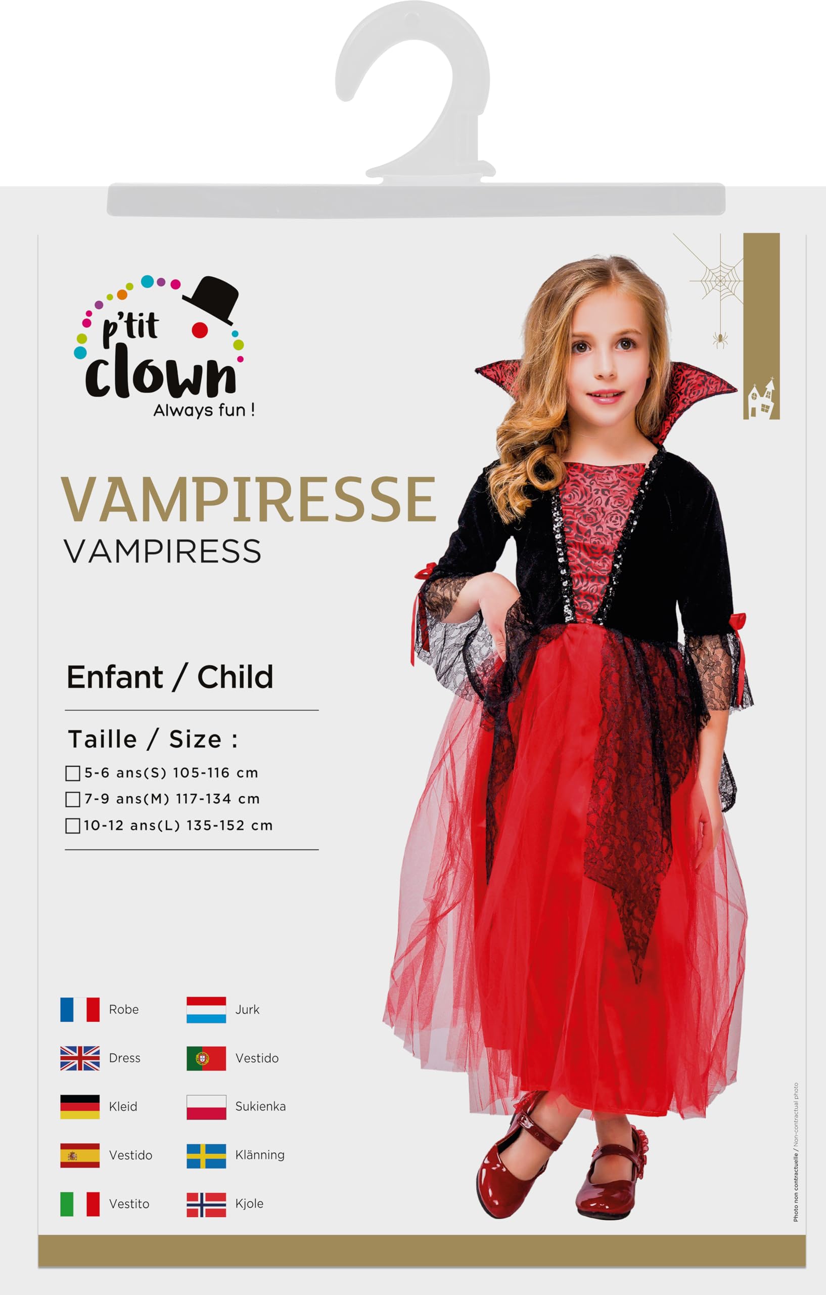 p-tit-clown-vampiress-kost-m-rot-schwarz-7-9-jahre image 3