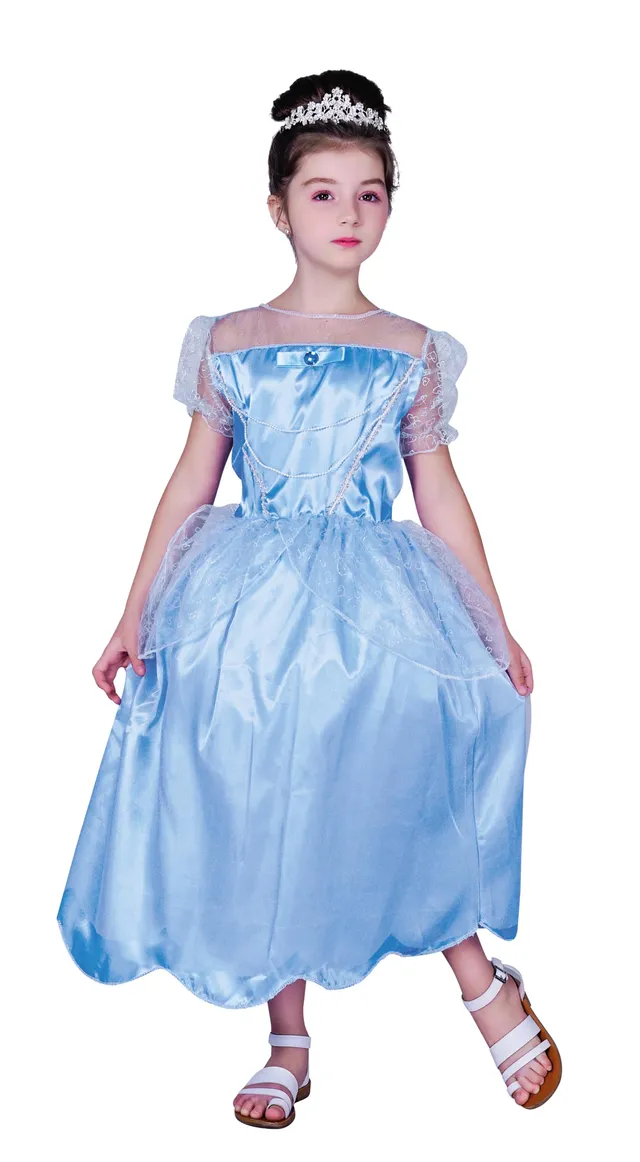 ptit-clown-prinzessinnen-kost-m-kinder-blau-10-12-jahre image 1