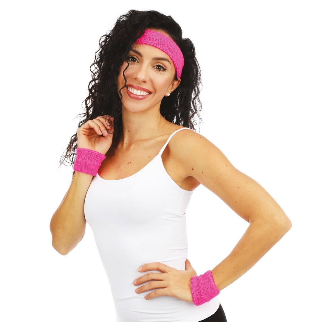 p-tit-clown-stirnband-armmanschetten-frottee-neonrosa-erwachsene image 2