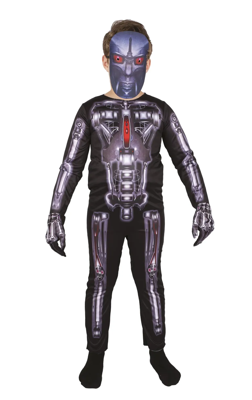 p-tit-clown-skelett-roboter-kost-m-kinder-mit-maske-overall-handschuhe image 1