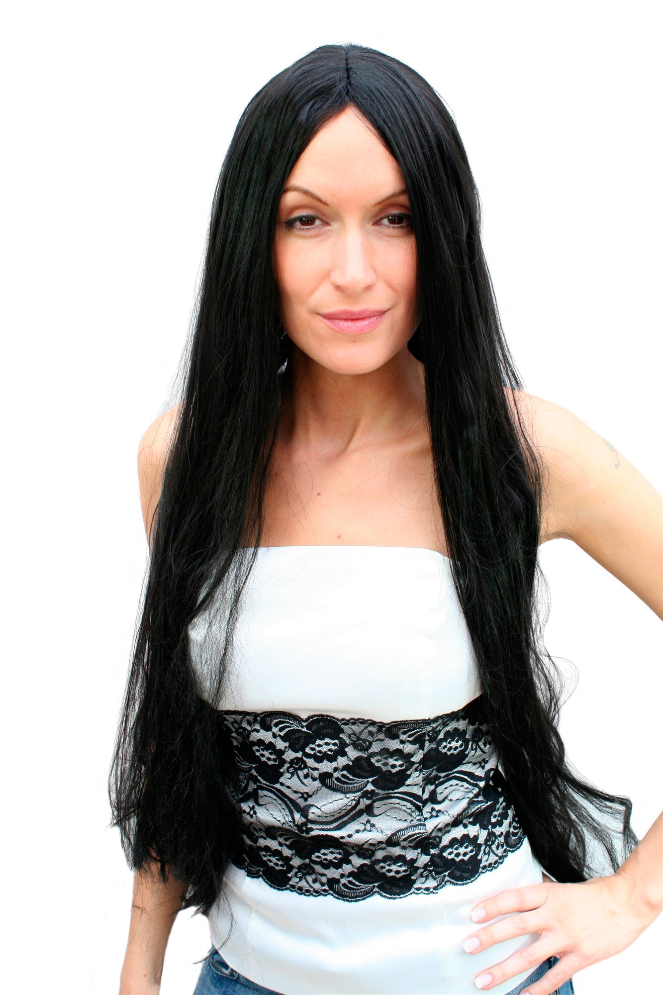 wig-me-up-th46-party-per-cke-schwarz-glatt-mit-scheitel-80-cm image 1