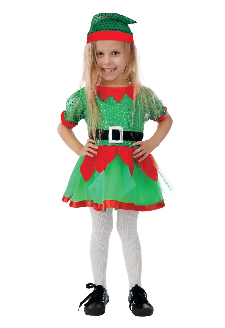 ptit-clown-wichtelkost-m-weihnachtself-f-r-m-dchen-gr-n-mit-kleid-und-m-tze image 1