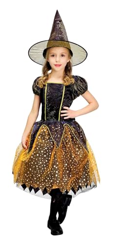 p-tit-clown-hexen-kost-m-m-dchen-orange-schwarz-gr-10-12-jahre-kleid-mit-schleie image 5
