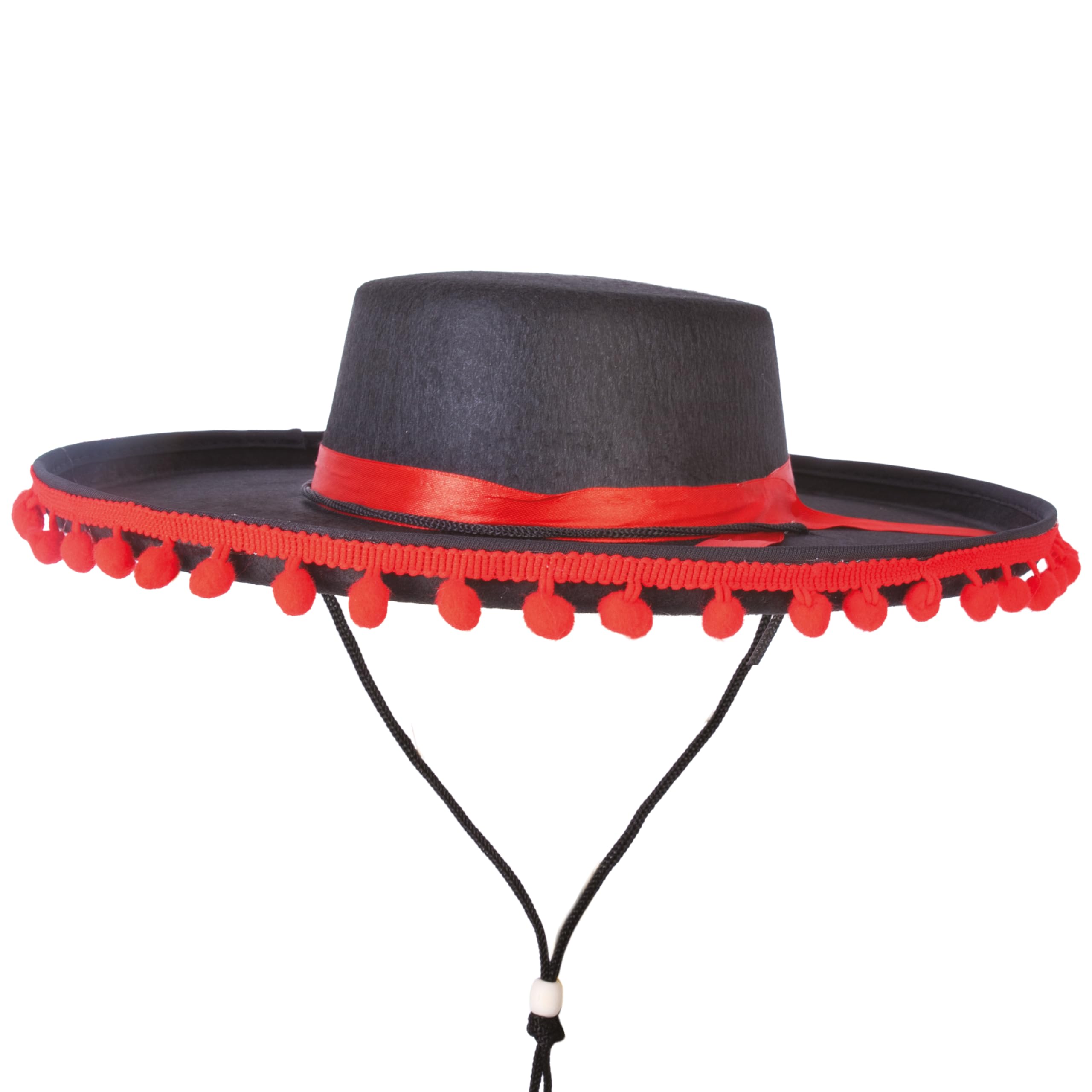 ptit-clown-75300-spanischer-filzhut-erwachsene-schwarz-rot image 2