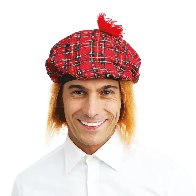 ptit-clown-77310-barett-schotten-erwachsene-mit-haar-rot-kariert image 1