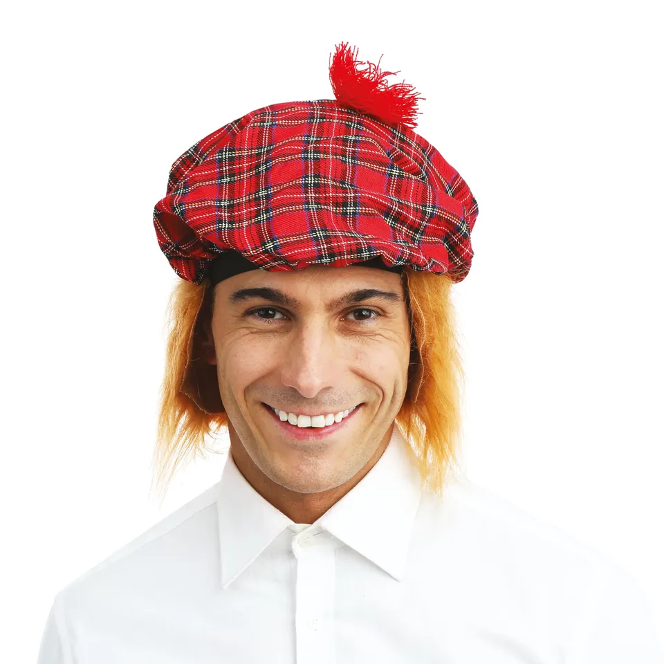 ptit-clown-77310-barett-schotten-erwachsene-mit-haar-rot-kariert image 1