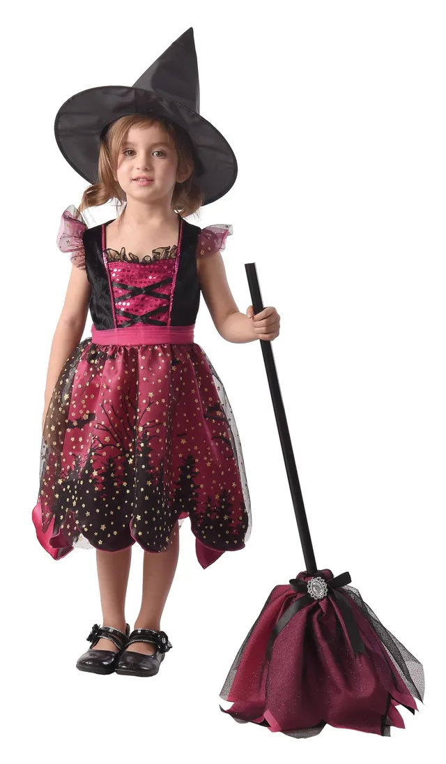 p-tit-clown-hexenkost-m-m-dchen-rosa-3-4-jahre-kleid-hut image 1