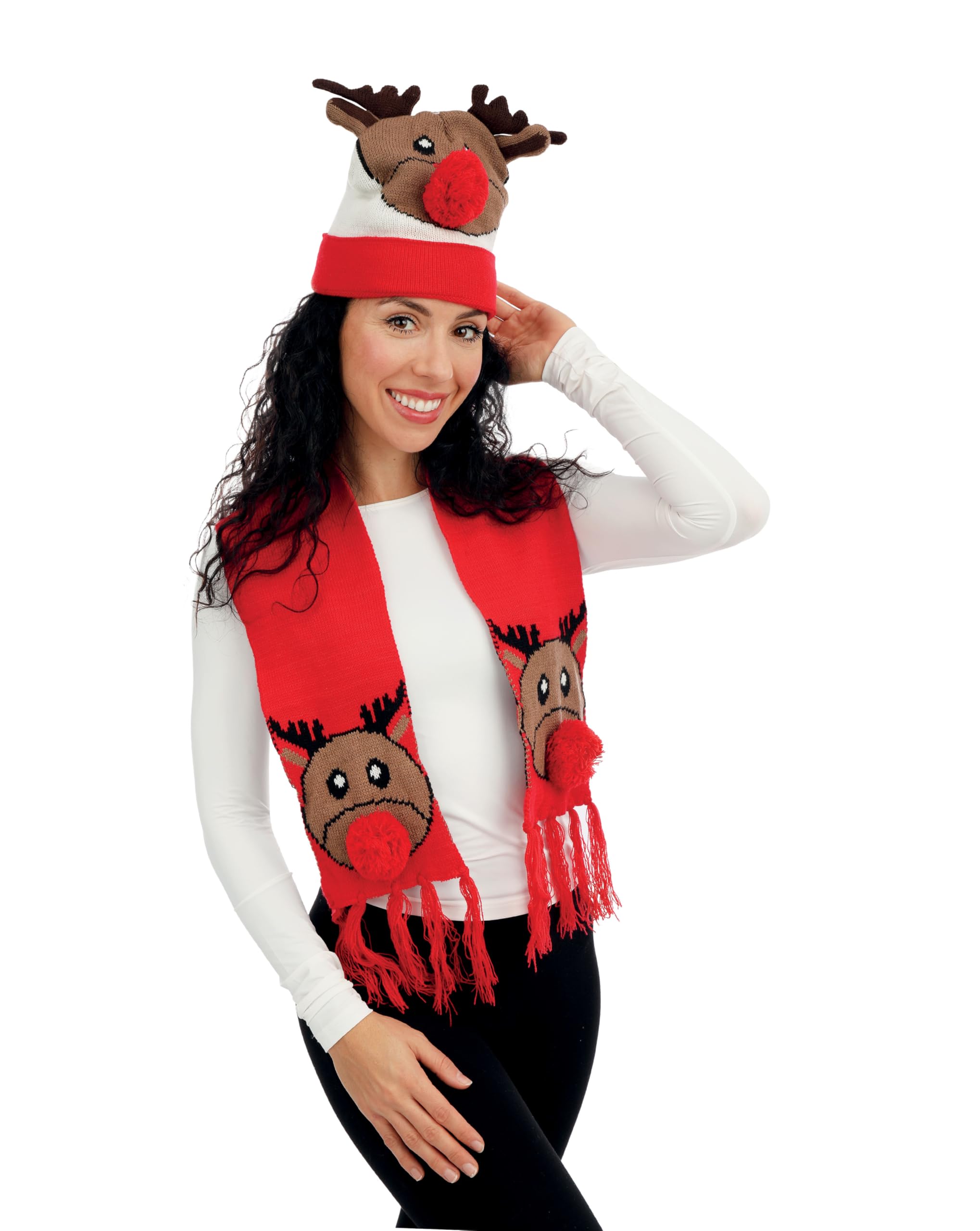 p-tit-clown-re48331-weihnachts-set-m-tze-und-schal-rentier-rot-f-r-erwachsene image 2