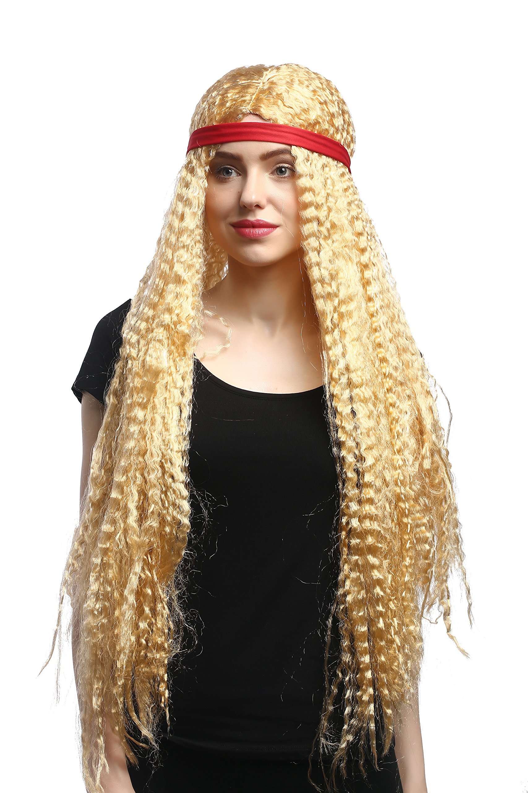 wig-me-up-90783-za02a-per-cke-damen-hippie-goldblond-75-cm-mit-stirnband image 2
