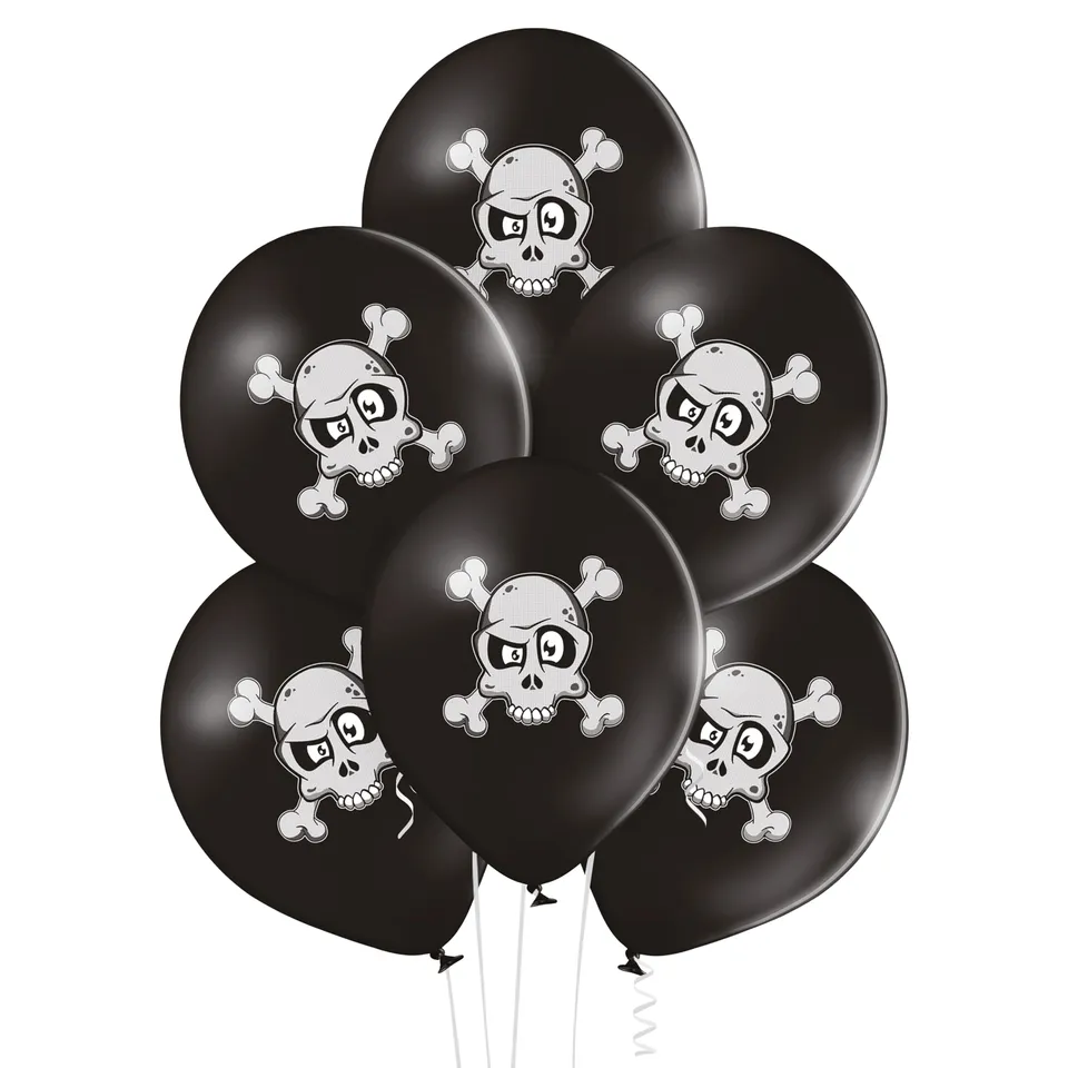 p-tit-clown-halloween-ballons-30-cm-8er-set-totenkopf-schwarz image 1