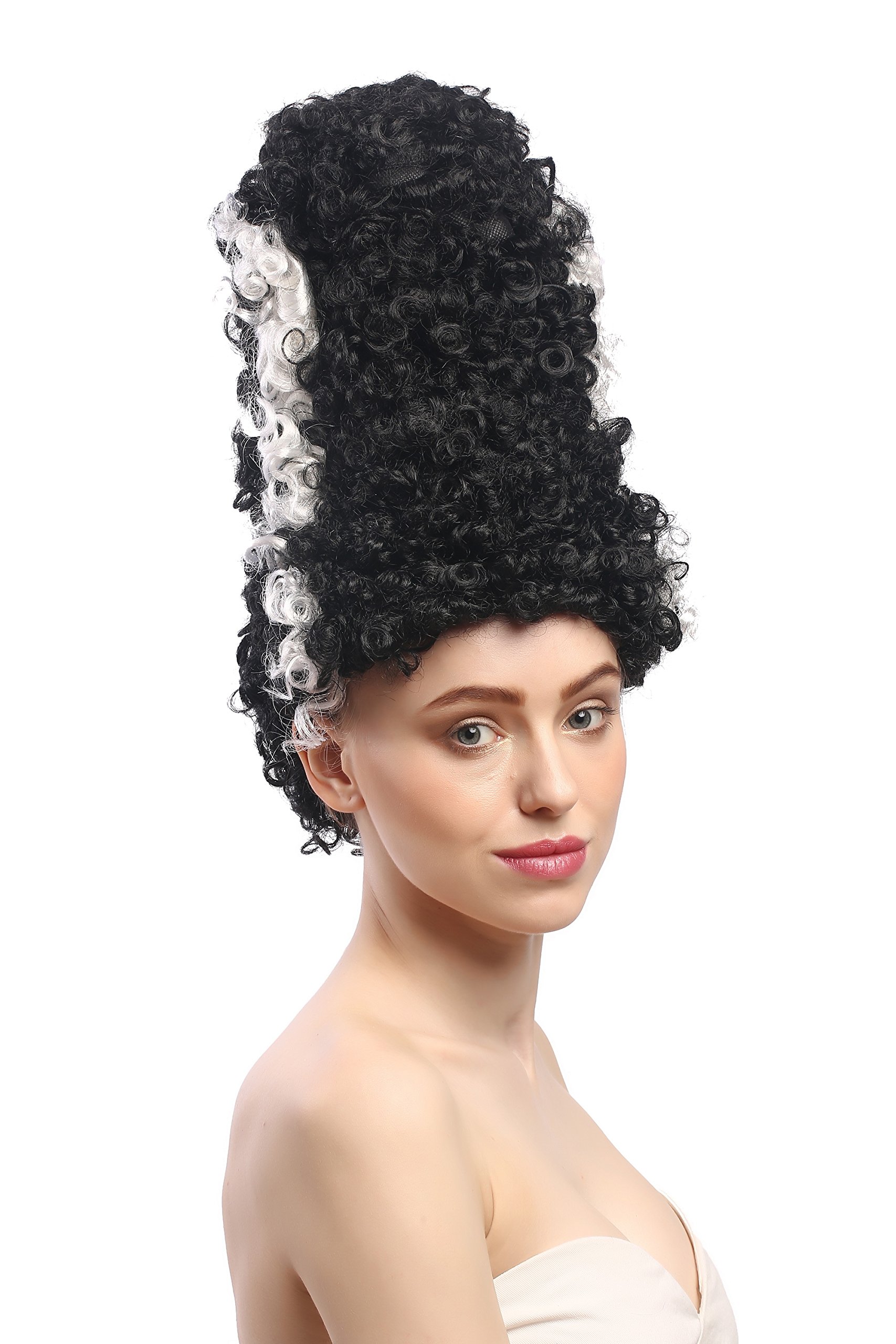 wig-me-up-90903-za103-za62-bride-of-frankenstein-beehive-per-cke-schwarz-wei image 1