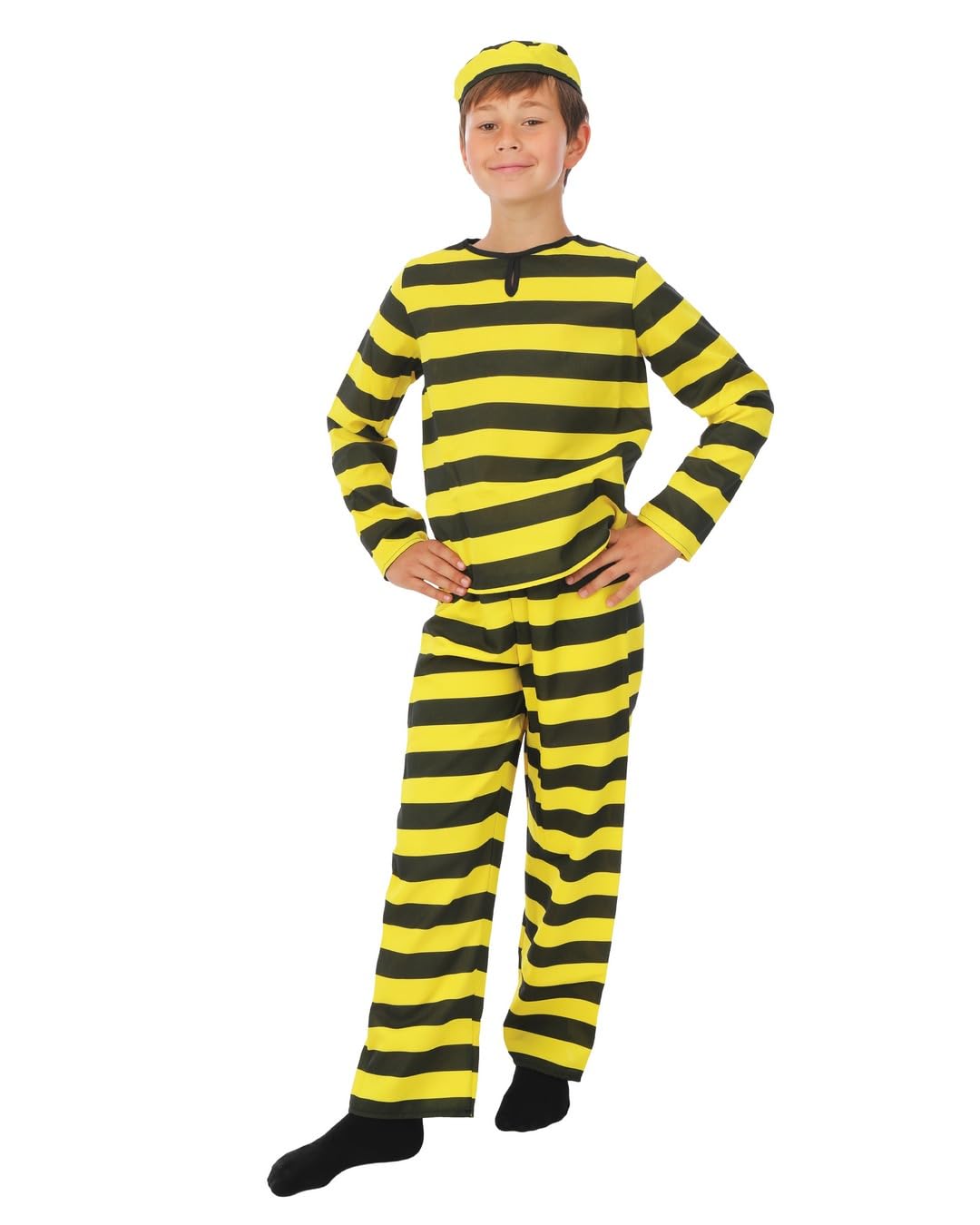 ptit-clown-gefangenenkost-m-f-r-kinder-3-teiliges-kost-m-mit-hut-hemd-und-hose image 1