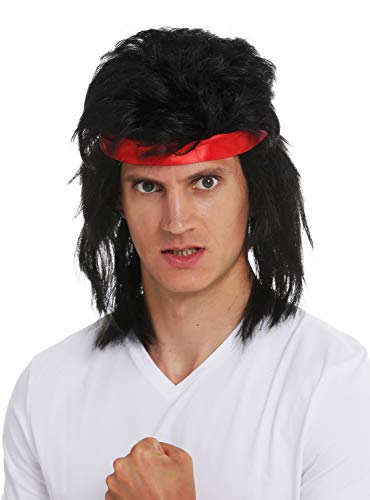wig-me-up-sarl001-p103-herren-per-cke-schwarz-lang-vokuhila-mit-stirnband-80s-ca image 7