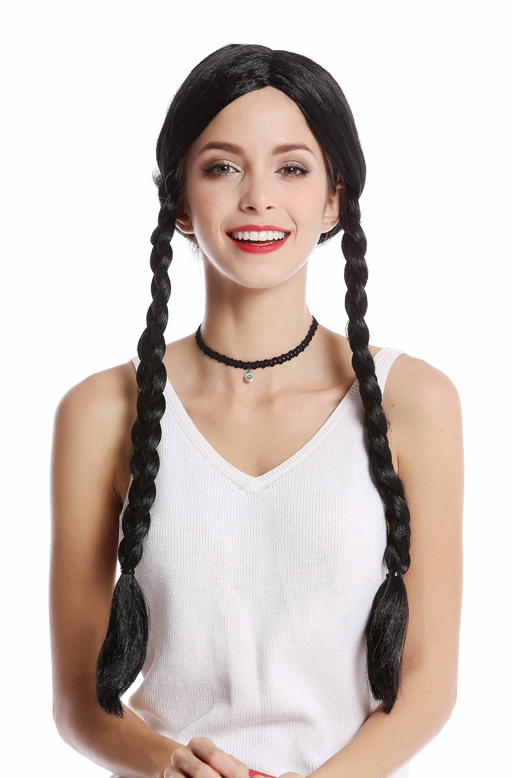 wig-me-up-90835-za103-per-cke-damen-schwarz-lange-geflochtene-z-pfe-mittelscheit image 2