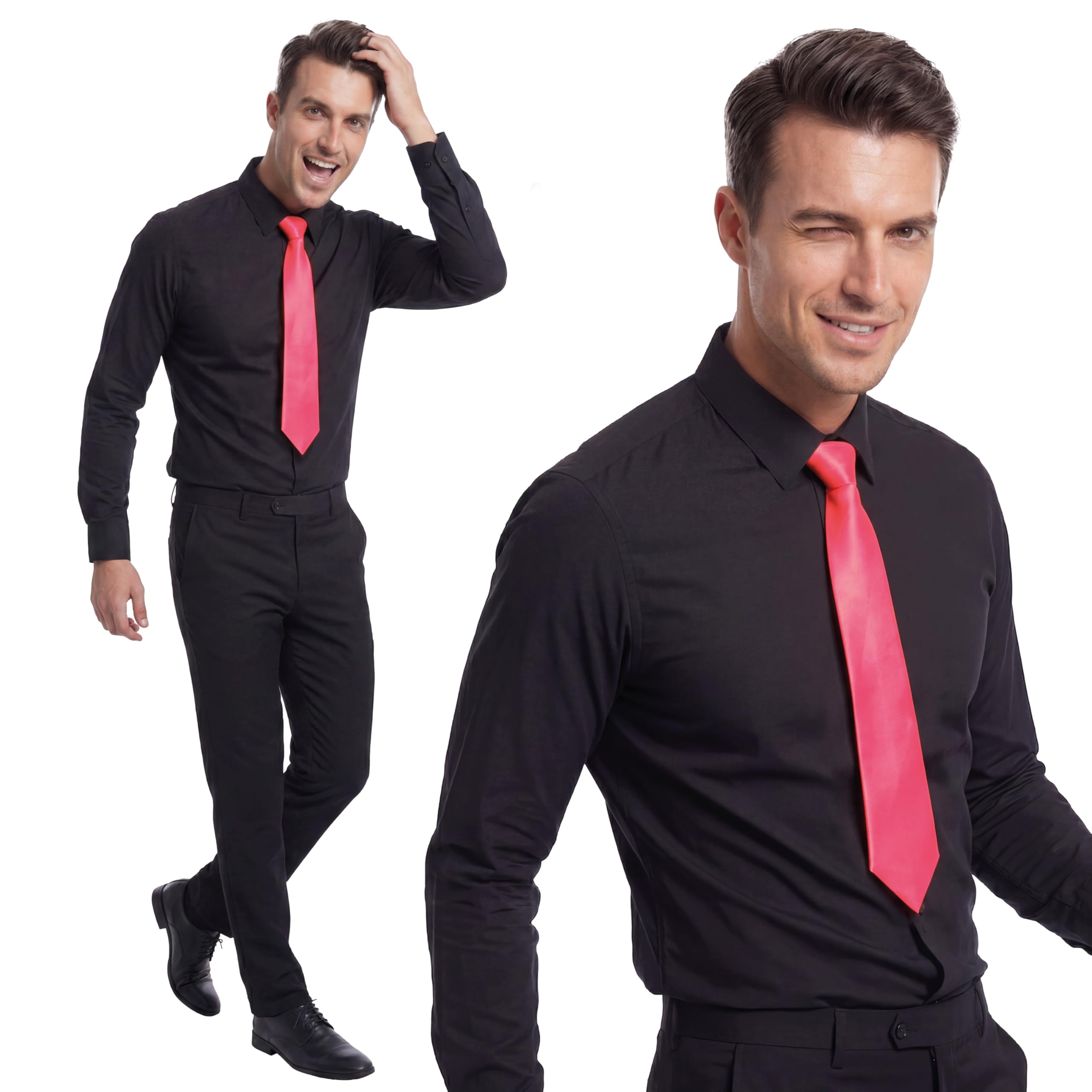 p-tit-clown-krawatte-neonrosa-mit-gummizug-erwachsene-unisex-karneval image 5