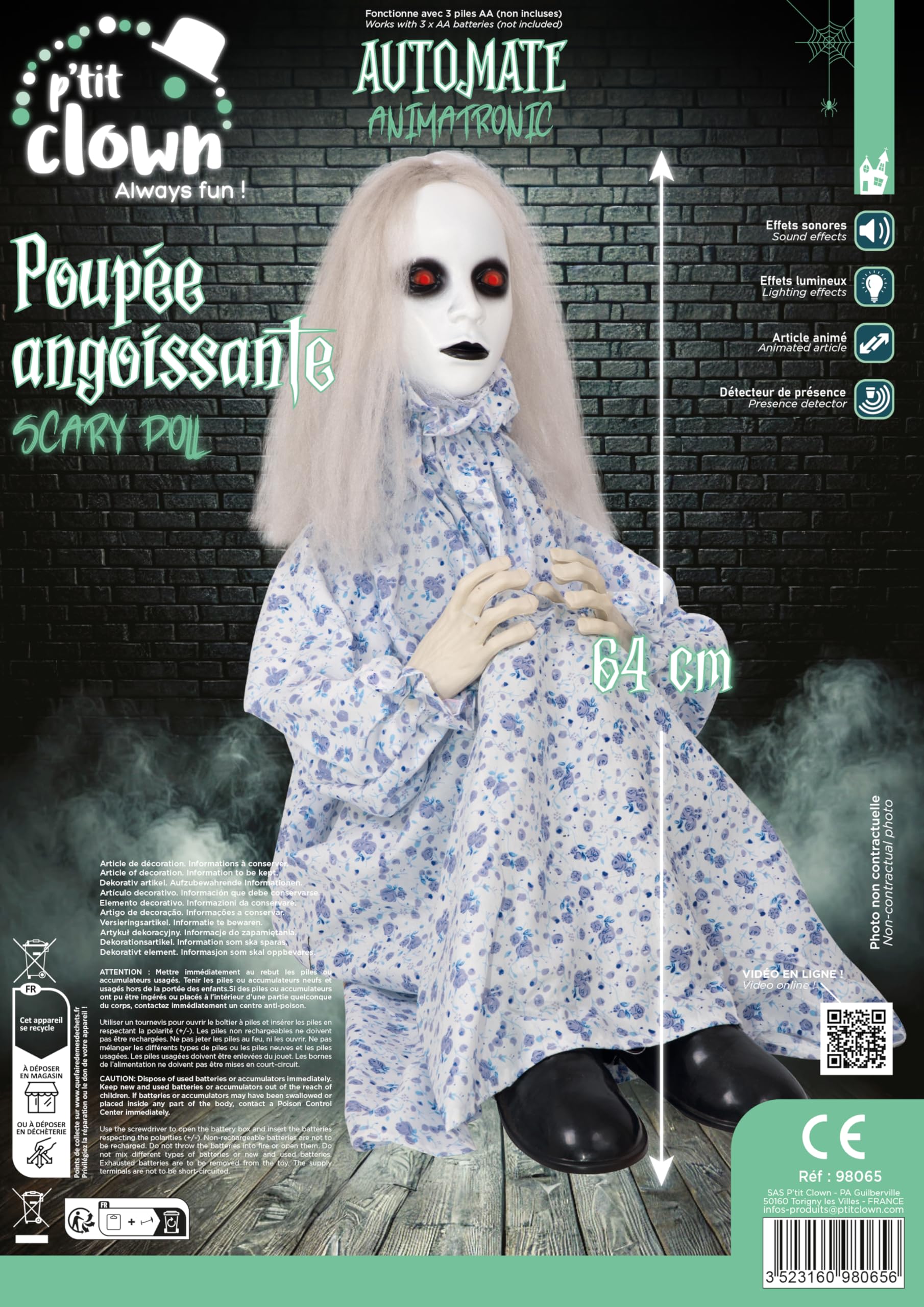 p-tit-clown-halloween-animatronic-sitzendes-m-dchen-mit-licht-sound image 2