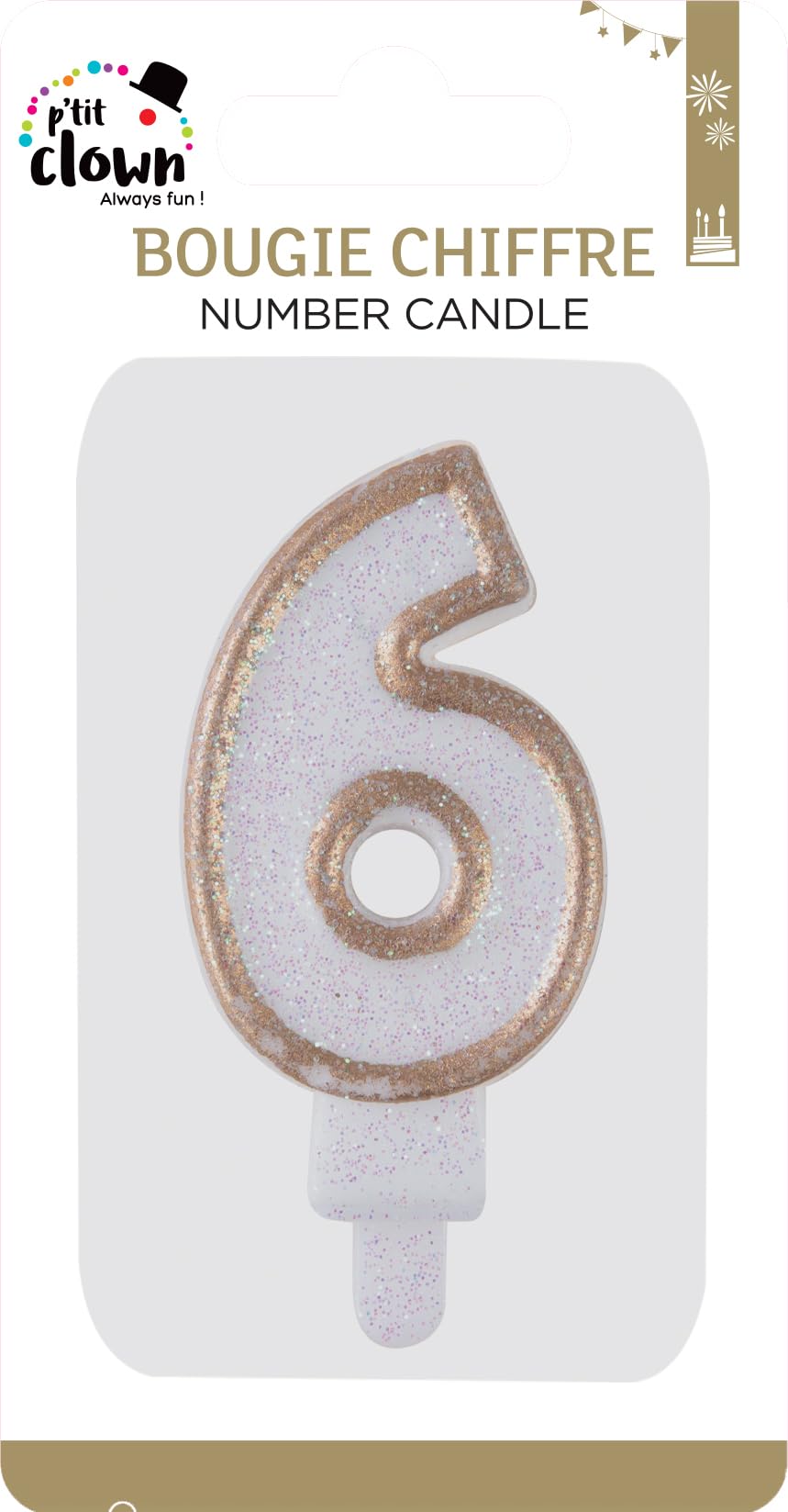 p-tit-clown-geburtstagskerze-zahl-6-gold-glitzer image 2