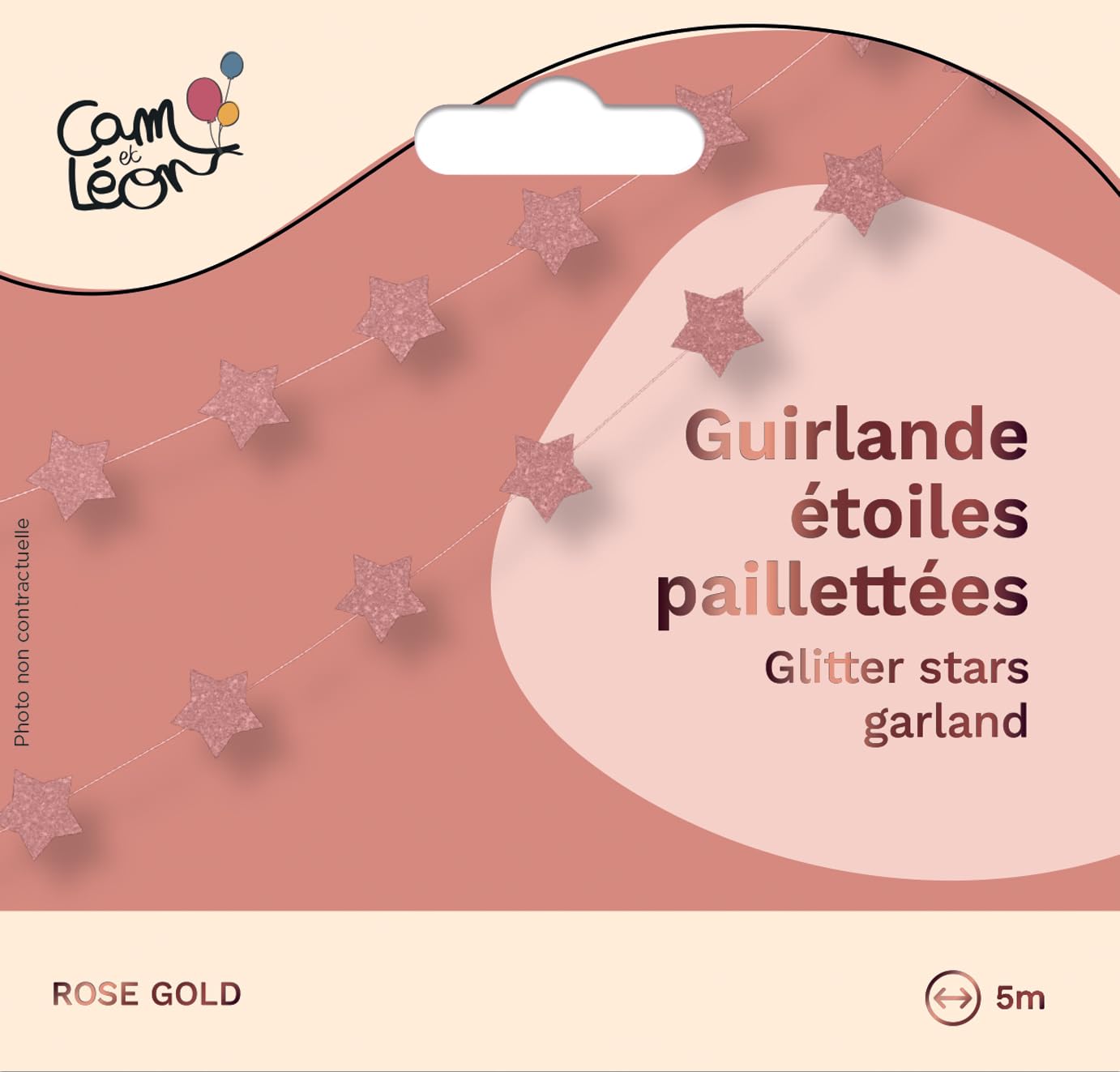 ptit-clown-girlande-mini-sterne-glitzer-rosa-gold-3-m image 3