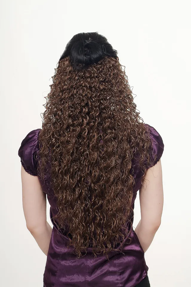 wig-me-up-h9311-10-halbper-cke-clip-in-extension-stark-gelockt-braun-60-cm image 1