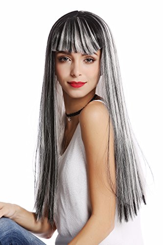 wig-me-up-90770-damenper-cke-sehr-lang-glatt-grau-silber-schwarz-wei-mit-pony image 5