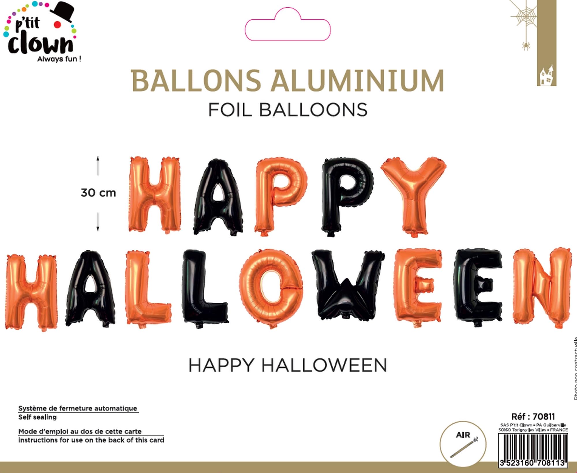 p-tit-clown-folienballon-happy-halloween-30-cm-orange-schwarz image 2