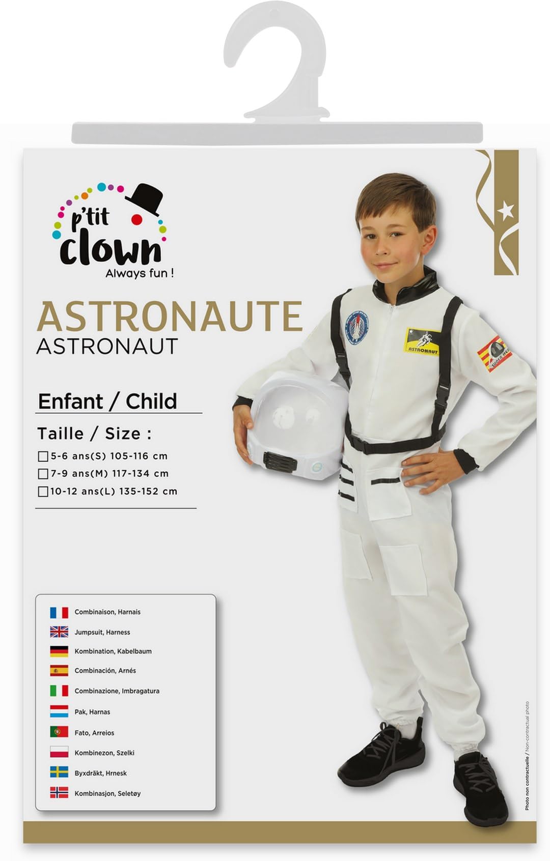 ptit-clown-astronauten-kost-m-f-r-kinder-wei-polyester image 6