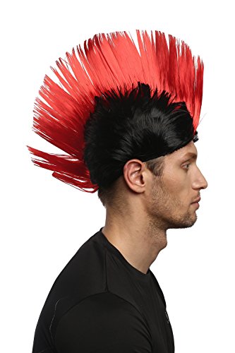 wig-me-up-xr-012-irokesen-per-cke-mohawk-punk-rot-schwarz-ca-27-cm image 7
