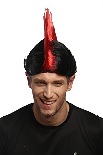 wig-me-up-xr-012-irokesen-per-cke-mohawk-punk-rot-schwarz-ca-27-cm image 6