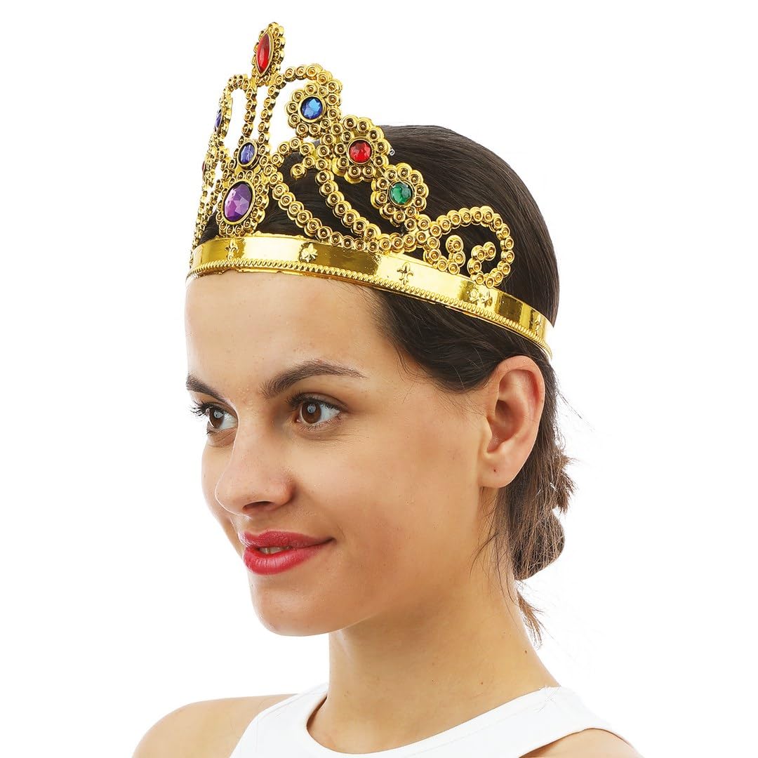 p-tit-clown-k-nigin-kranz-gold-mit-bunten-steinen-haarreif-krone image 2