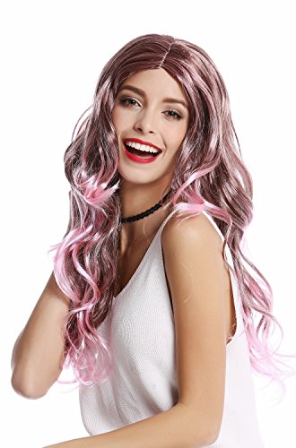 wig-me-up-91377-damenper-cke-lang-wellig-rosa-braun-gestr-hnt-mit-mittelscheitel image 5