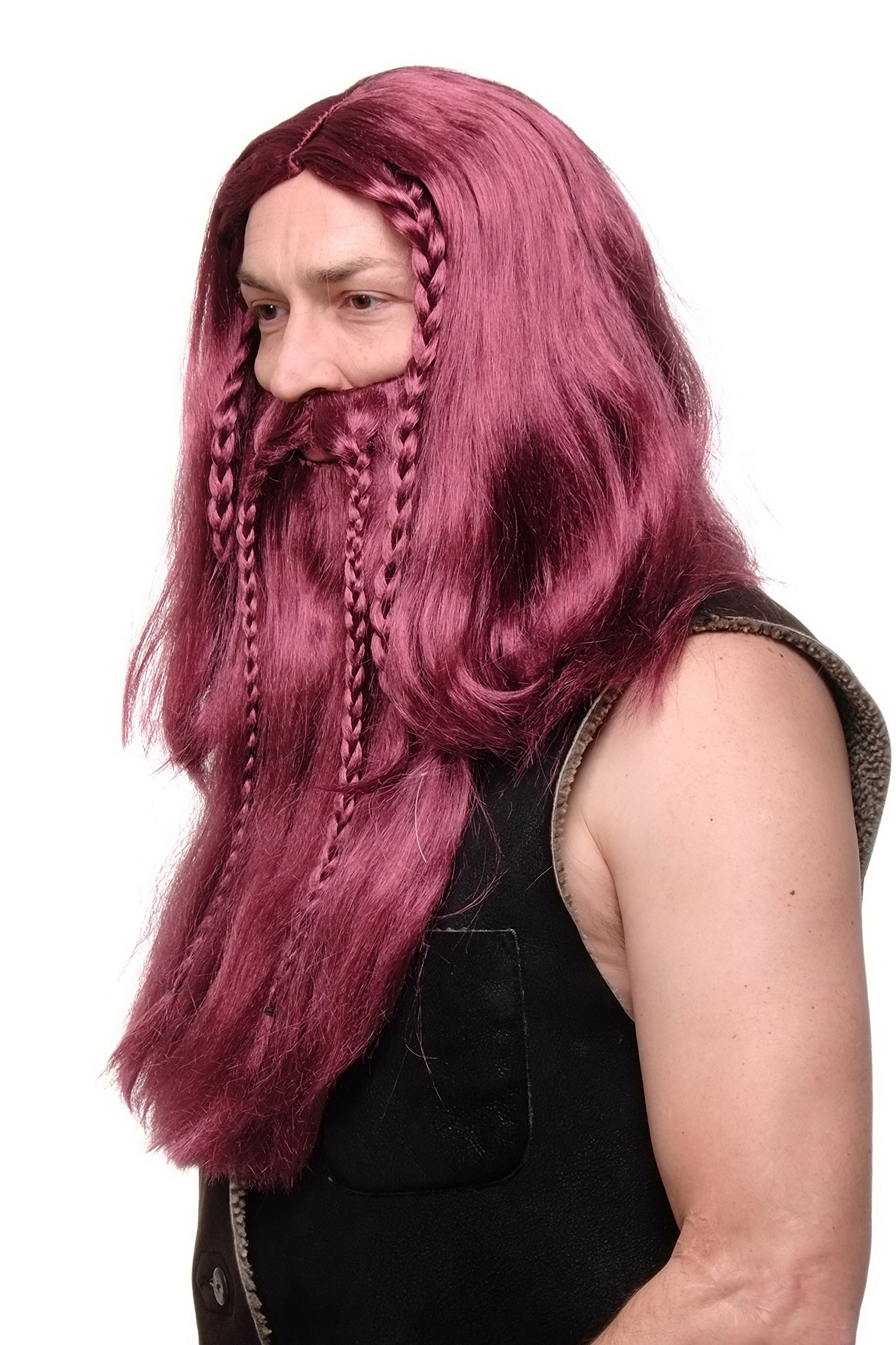 wig-me-up-wikinger-per-cke-bart-set-burgunderrot-lang-geflochten-50-cm-rj033-p67 image 2