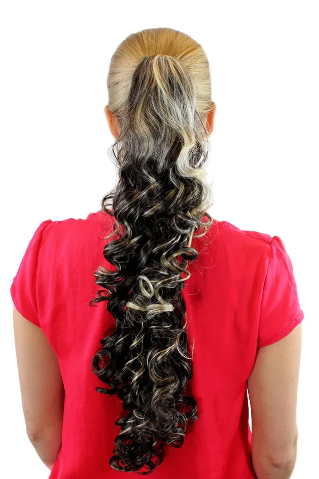 wig-me-up-br0516-10f24b-zopf-extension-braun-blond-mix-60-cm-lockig image 1