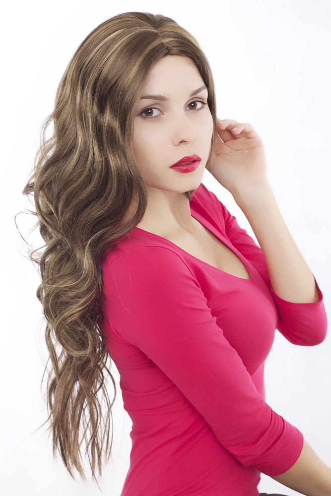 wig-me-up-gfw181-10h124-per-cke-lang-gewellt-braun-mit-blonden-str-hnen-75-cm image 3