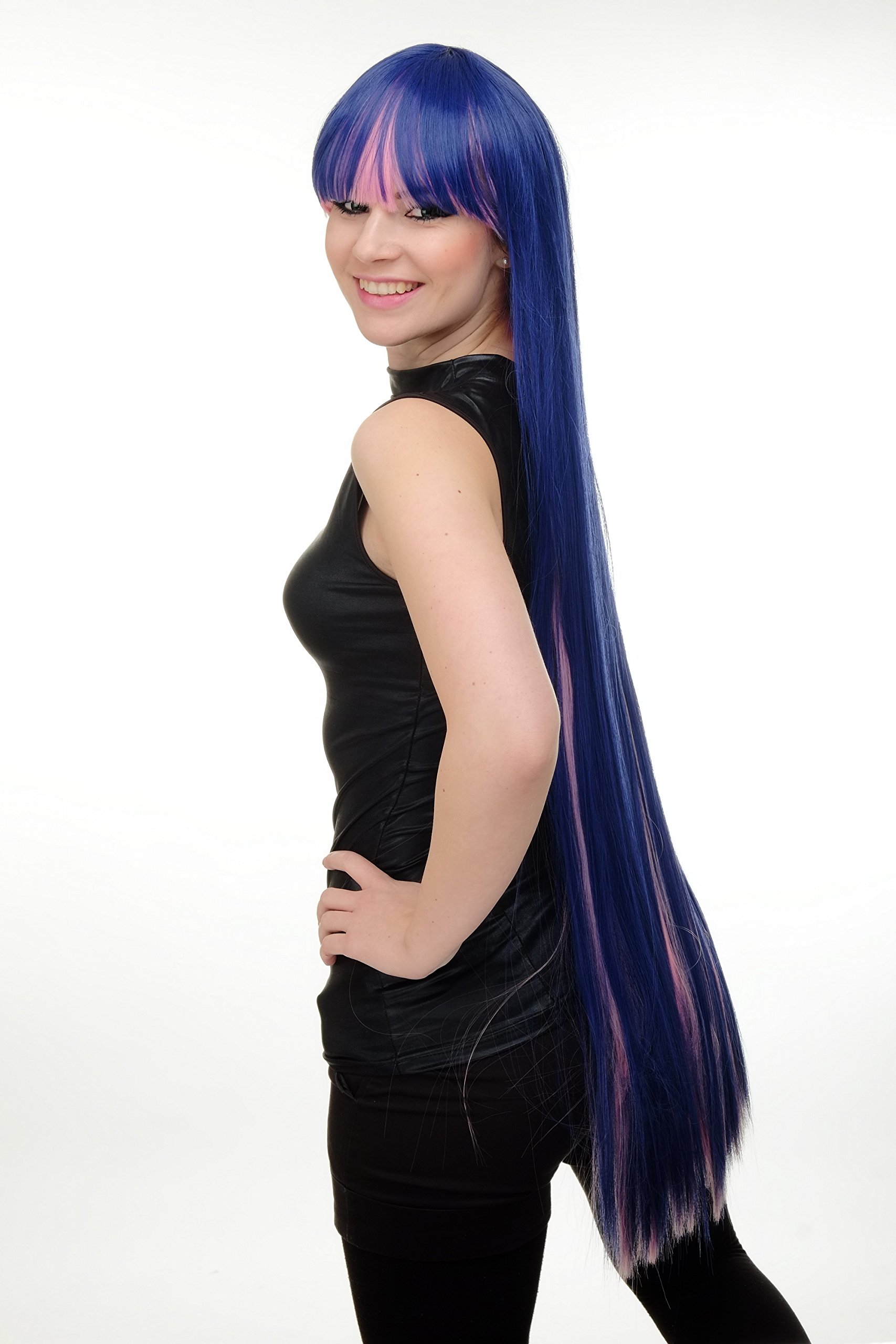 wig-me-up-yzf-7128-per-cke-110-cm-glatt-dreifarbig-dunkelblau-violett-neonrosa image 5