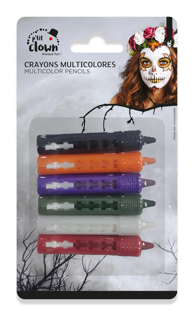 ptit-clown-halloween-schminkstifte-ausdrehbar-6-farben-make-up-set image 1