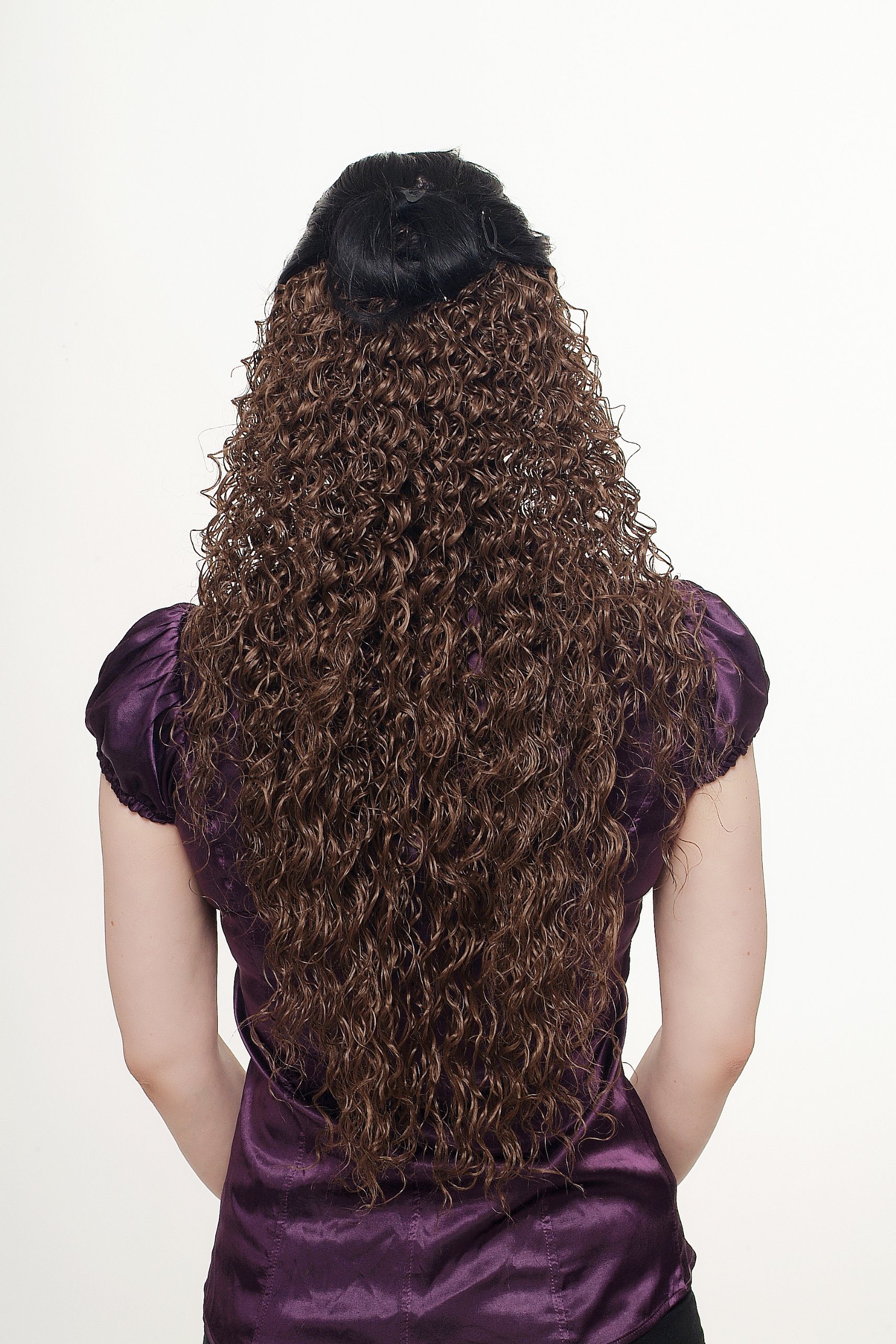 wig-me-up-h9311-10-halbper-cke-clip-in-extension-stark-gelockt-braun-60-cm image 1
