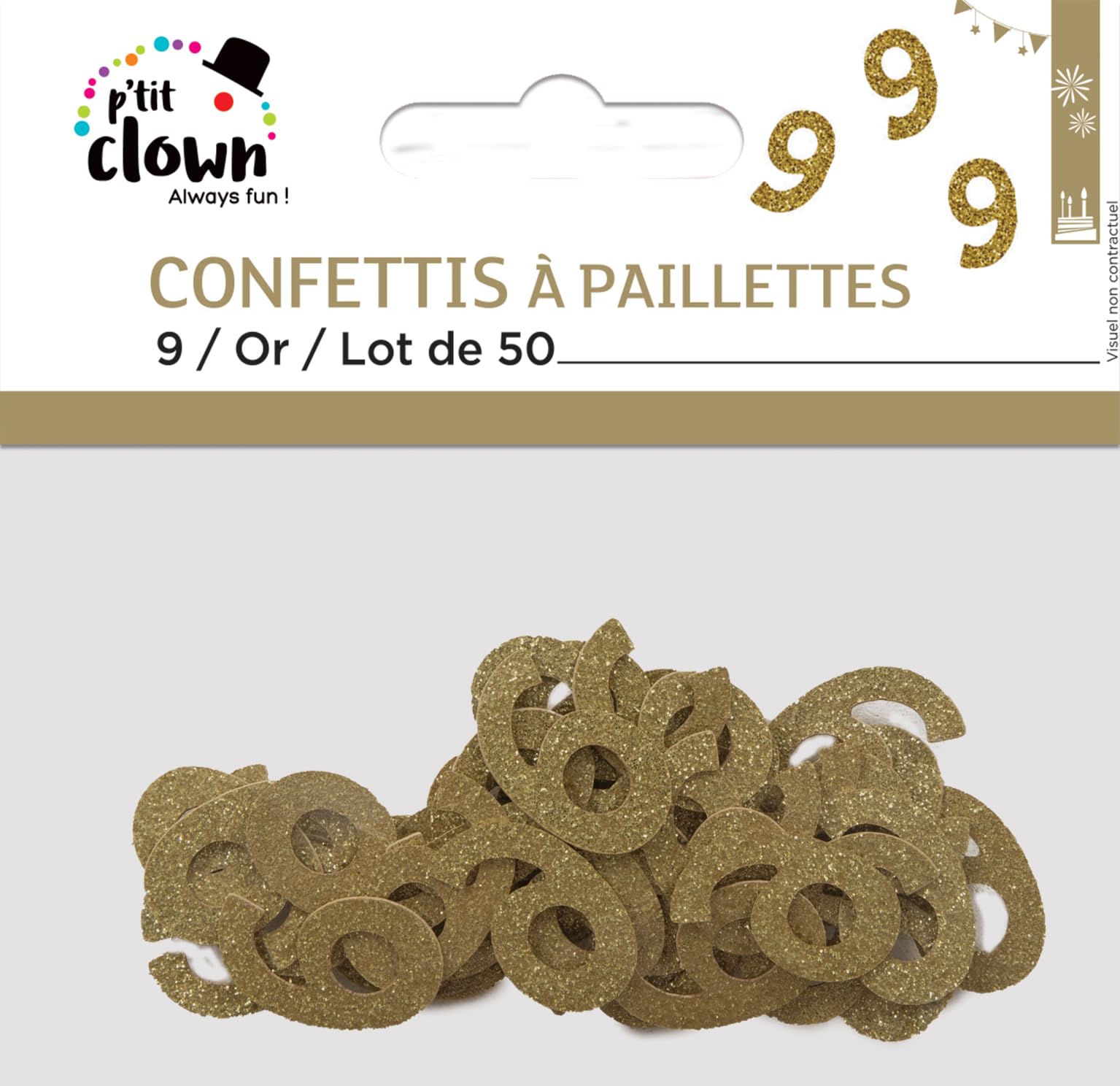 p-tit-clown-glitzer-konfetti-zahl-9-gold-50-st-ck image 2