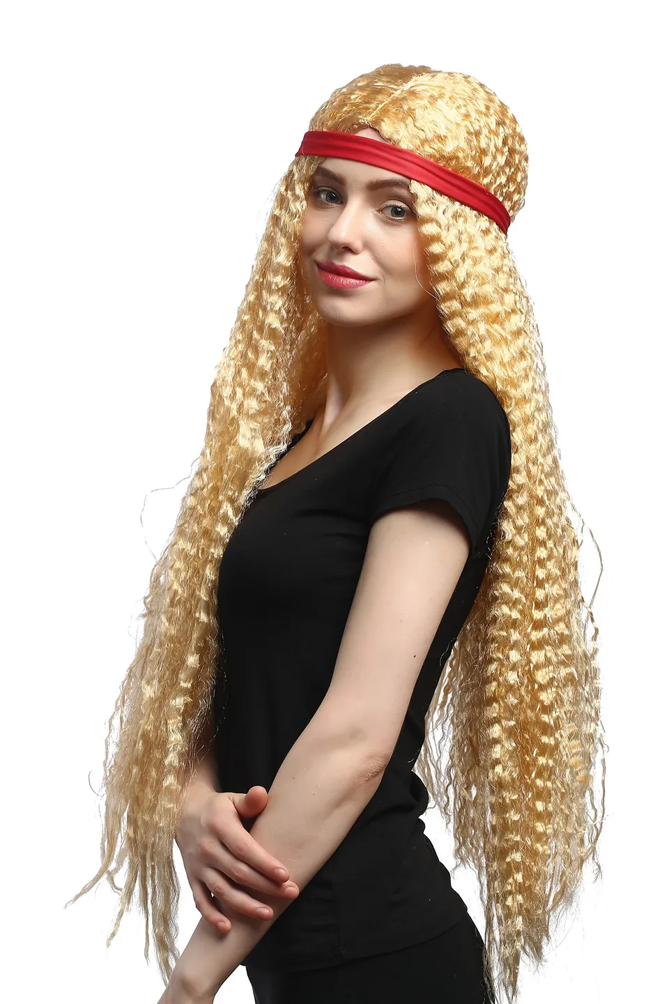 wig-me-up-90783-za02a-per-cke-damen-hippie-goldblond-75-cm-mit-stirnband image 1